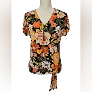 Chaus New York Short Sleeve Floral Blouse Women's Size Small NWOT